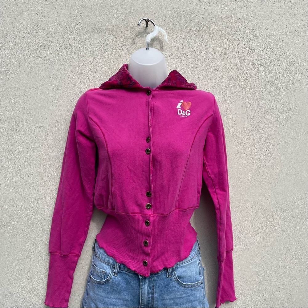D&G  Pink Hooded Button-Up Jacket
